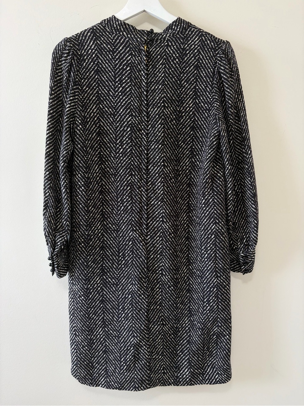 KATE SPADE 100% SILK HERRINGBONE TIE FRONT DRESS - Picture 4 of 16